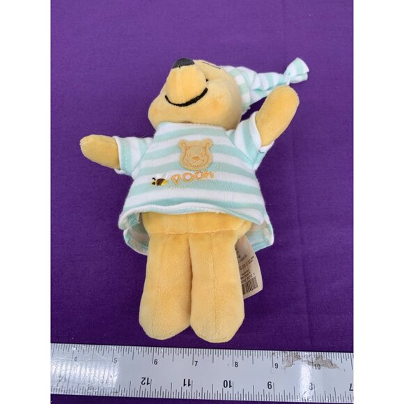 Disney Hoop Retail Stores 7 Inch Winnie the Pooh Lovie Green and White Striped N - Picture 2 of 7